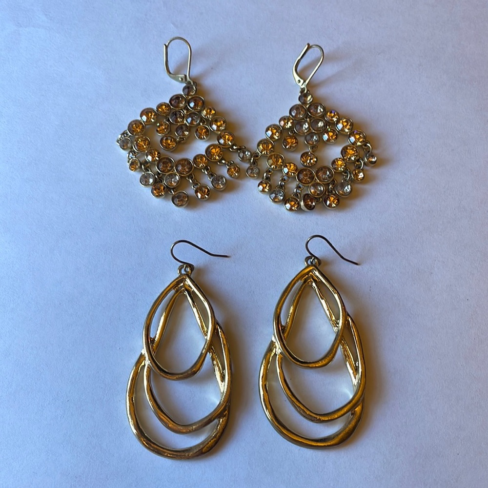 Two Pairs of Gold Tone Earrings